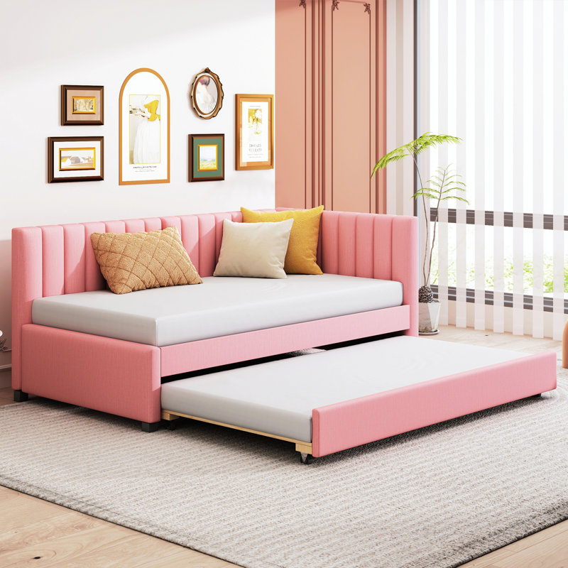 NTYUNRR Upholstered Daybed With Trundle Twin Size Sofa Bed Frame No Box Spring Needed Wayfair